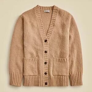 JCrew Marina V-neck Cardigan Sweater Tan Pebble Shore Size M NWT